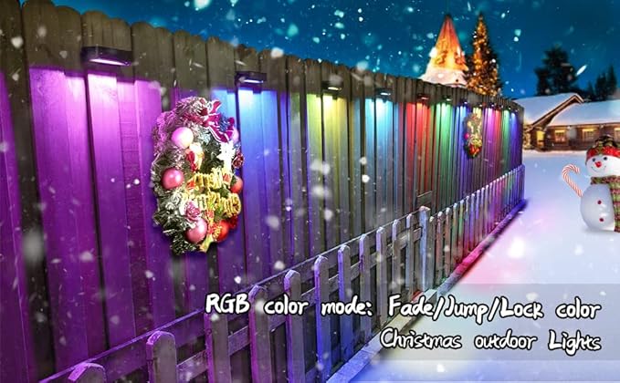 VOLISUN Solar Deck Lights ,7 Colors&Warm White Outdoor 4-Pack Waterproof Led Color Glow Solar Lights for Step,Fence,Railing,Wall,Stairs (1800mah,Long Lighting Time)