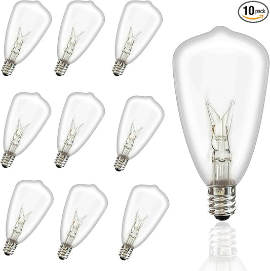 10-Pack ST35 Light Bulbs Replacement Edison Clear Bulbs -5 Watts C7/E12 Screw Base for Indoor/Outdoor Patio String Lights