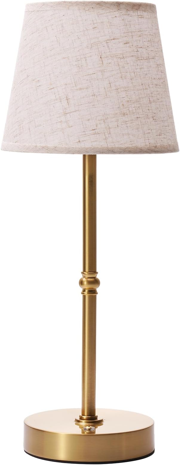 Cordless LED Table Lamp, 6000mAh Rechargeable Battery Operated Desk Lamp, 3-Level Dimming Metal Portable Nightlight for Restaurant, Bedroom, Bar, Patio, Gold