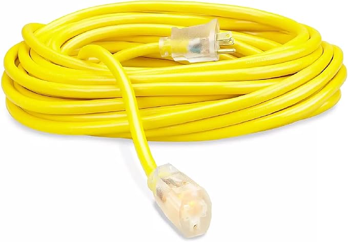 XtremepowerUS 50 ft 12/3 Gauge Heavy Duty Outdoor Extension Cord with lighted, Flexible Cold Weather 3 Prong Electric Cord Outside, 15A 125V SJTW