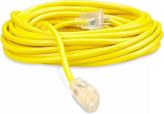XtremepowerUS 50 ft 12/3 Gauge Heavy Duty Outdoor Extension Cord with lighted, Flexible Cold Weather 3 Prong Electric Cord Outside, 15A 125V SJTW