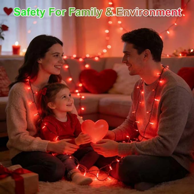 1500LED Valentine Lights Outdoor Use, 470ft 12 Modes Red Valentines Day Decorations with Timer Dimmable, Waterproof Christmas Lights for Xmas Patio Yard Fence Balcony Garden Party
