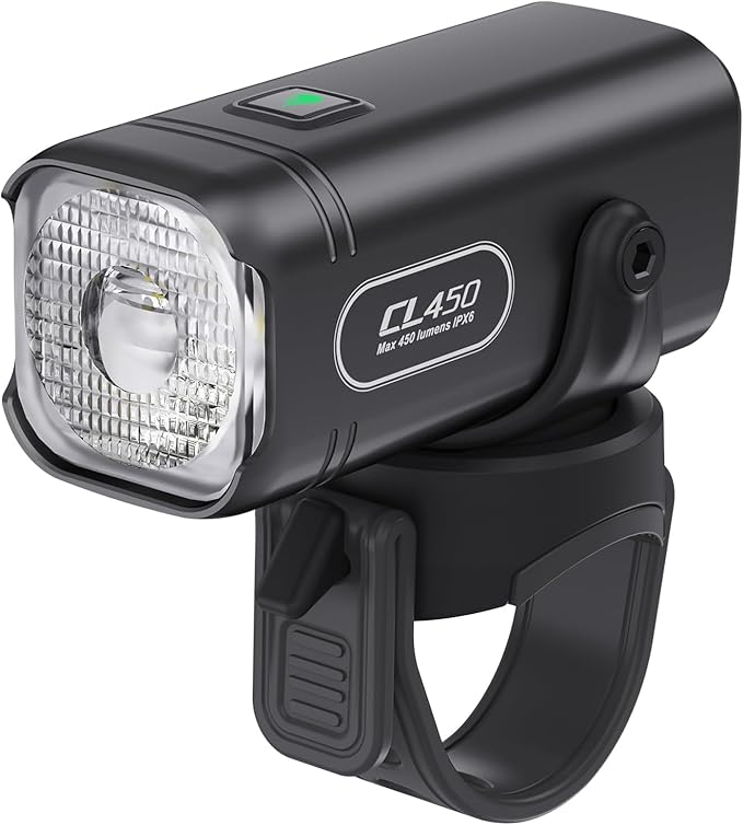TOWILD CL450 Bike Lights for Night Riding, 450 Lumens, USB-C Rechargeable, Aluminum Alloy, IPX6 Waterproof