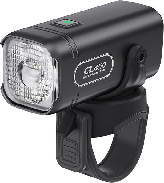 TOWILD CL450 Bike Lights for Night Riding, 450 Lumens, USB-C Rechargeable, Aluminum Alloy, IPX6 Waterproof