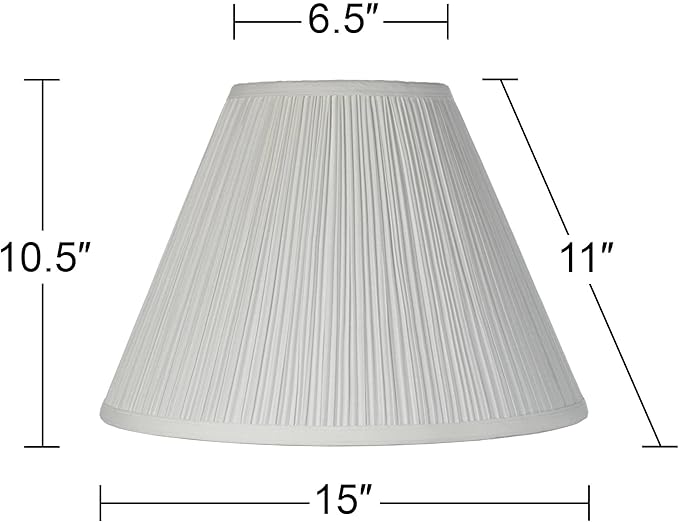 Set of 2 White Pleated Large Empire Lamp Shades 6.5" Top x 15" Bottom x 11" High (Spider) Replacement with Harp and Finial - Springcrest