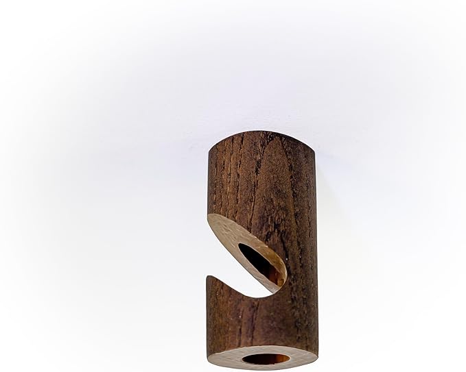Ecowoodcraft Natural Oak Wood Ceiling Hook, Scandinavian Modern Style, 2-Inch Diagonal, Screw Mount for Plants, Pendant Lights, Garlands, Cord Management