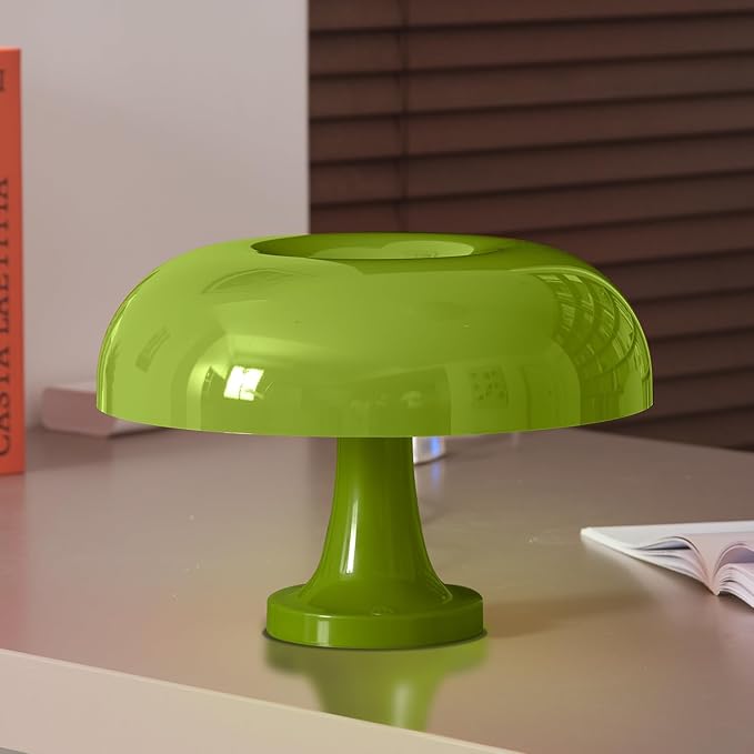 Cordless Mushroom Table Lamp, Rechargeable Orange Bedside Lamp with Touch Control and 3 Color Stepless Dimming, Portable Desk Lamp for Dinner/Restaurant/Bedroom (W11'' x H7.67'')