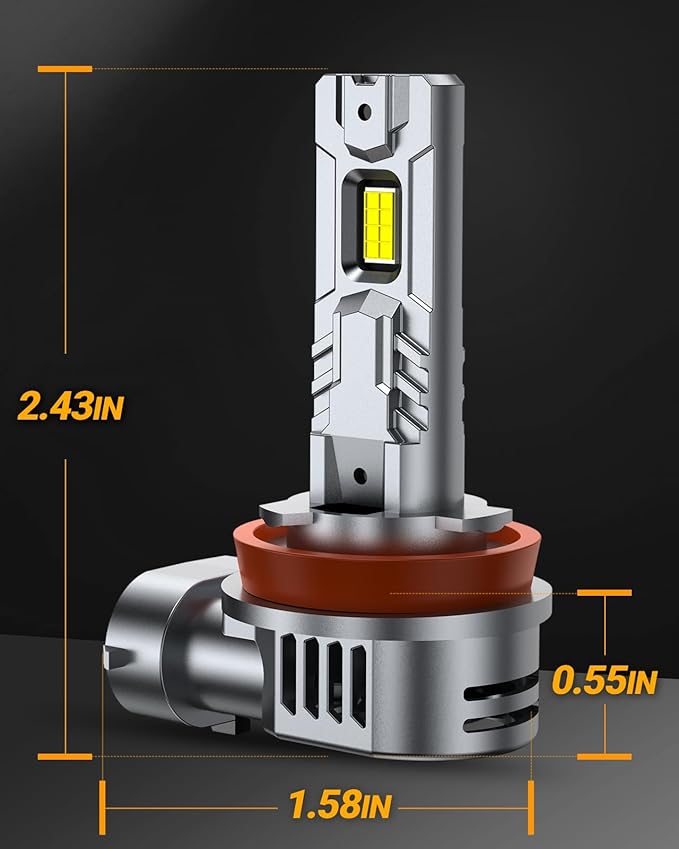 SEALIGHT S2S H11/H8/H9/H16 Light Bulbs, 40000LM Super Brighter, 6500K Pure White H11 Fog Bulbs, 60K+ Hours Lifespan, 2-Pack for Powersports/ATV Lamps