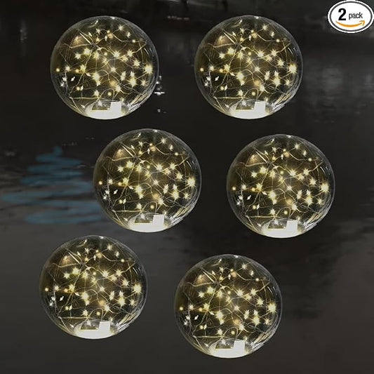 Solar Powered Floating Pool Lights - 14" Inflatable Waterproof Light UP Pool Glow Balls, 3000K Warm-White Led Pool Lights That Float for Party Decorations (White-6 Pack)