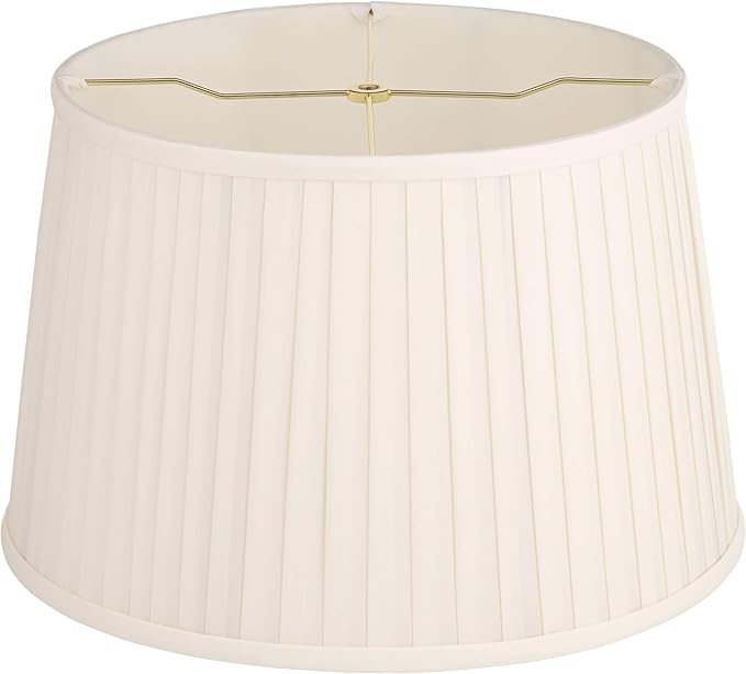 Mapo 14" Top x 17" Bottom x 11" High x 11" Slant Lamp Shade Replacement Large Cream Drum Round Tapered Traditional Fabric Pleated Softback Washer Harp Finial - Springcrest