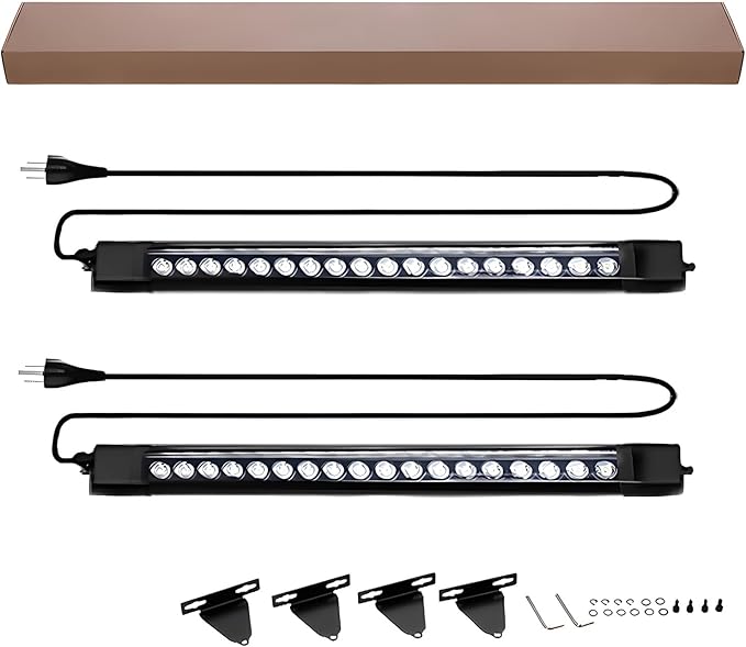 2 pcs Waterproof IP67 Wall Washer Light - 36W Upgraded LED Light Bar, 2ft Natural White (4000K), for Building Walls, Yard, Church, Batting Cage, Plug-in Outdoor Lighting