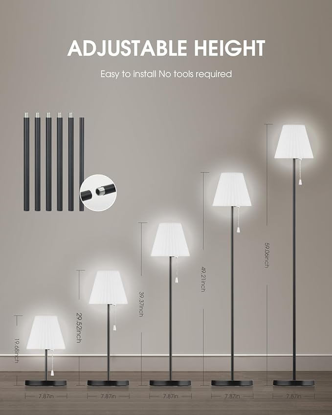 Outdoor Floor Lamp Solar Powered Outdoor Lamps for Patio Waterproof, Rechargeable Indoor Cordless Floor Lamp with Light Sensor, Smart RGB LED Outdoor Lamp for Lawn, Pool, Garden.