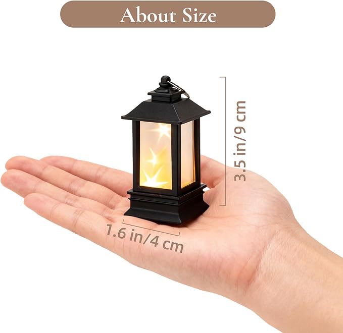 Black Lanterns Decorative Indoor: 24 Pcs Starlight Mini LED Lantern for Centerpiece Table Decorations Halloween Christmas Wedding Party Camping Decor