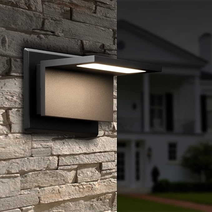 2 Pack Outdoor Porch Lights Aluminum Wall Sconce Led Matte Dark Grey Exterior Fixtures Modern Mounted Wall Patio Lamps IP54 Waterproof Wall Light for Garage Walkway,
