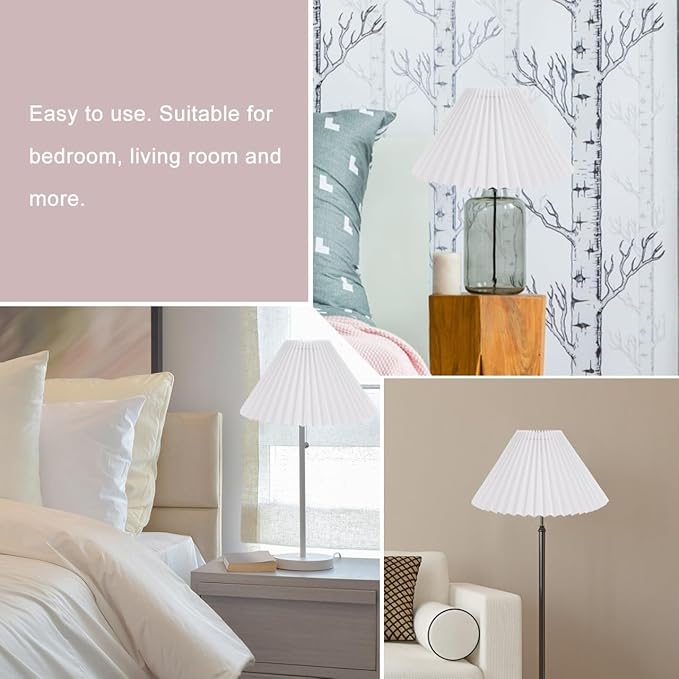 Pleated Lamp Shade for E27 Table and Floor Lamps Accordion Light Cover Softens Bright Light for Bedroom Living Room Study Decoration 9.84X9.84X6.3 Inches