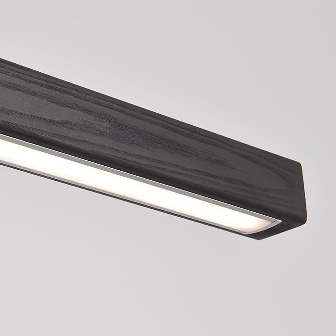47" Black Linear Pendant Light Wooden Led Linear Pendant Light Fixtures Ceiling Hanging Dimmable Pendant Lights for Dining Room Kitchen Island Pool Table Lights Black Wood Finish