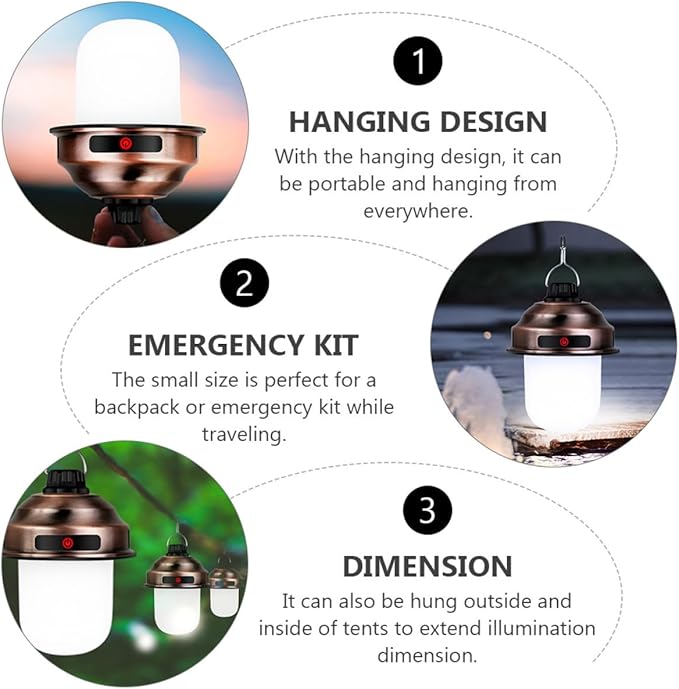 GLEAVI Rechargeable LED Tent Lamp Outdoor Camping Lantern Portable Retro Horse Lantern Super Bright Copper Color for Hiking and Backpacking