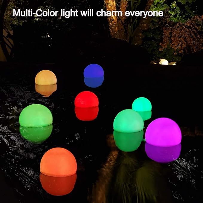 Floating Pool Lights Rechargeable, Color Changing Hot Tub Lights, Fully Waterproof led Lights IP68 with Remote, 3-inch Night Lights for Swimming Pool,Pond,Bathtubs,Fish Tank,Spa (8-Pack)