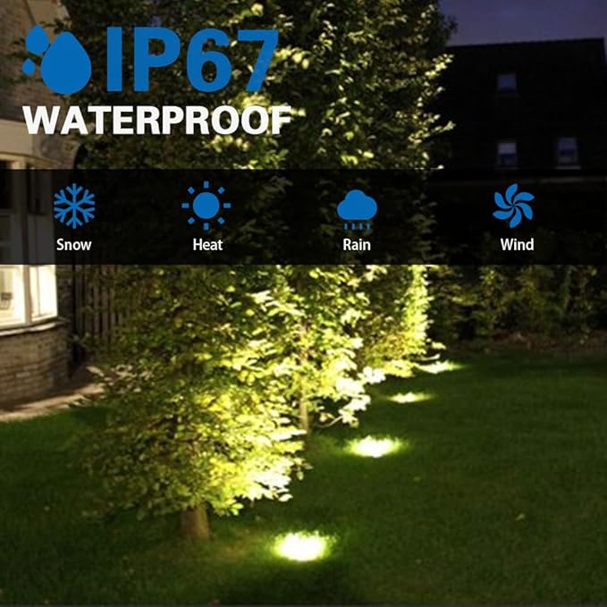 EAGLOD 12W LED Well Light, Low Voltage Landscape Ground Lights,12V-24V Outdoor In Ground Lights, IP67 Waterproof Landscape Lighting 5000K Daylight for Garden,Deck,Step,Lawn (8 Pack)