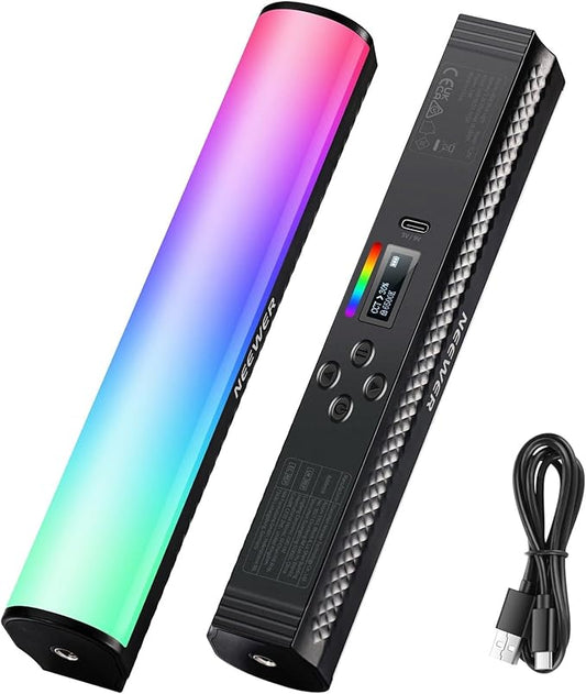NEEWER RGB Light Wand, Magnetic Handheld Photography Video Light Stick, 2500K~8500K Dimmable CRI95+ Full Color LED Tube Light Bar with 2550mAh Battery, 17 Light Scenes for Vlog TikTok YouTube, TL20C