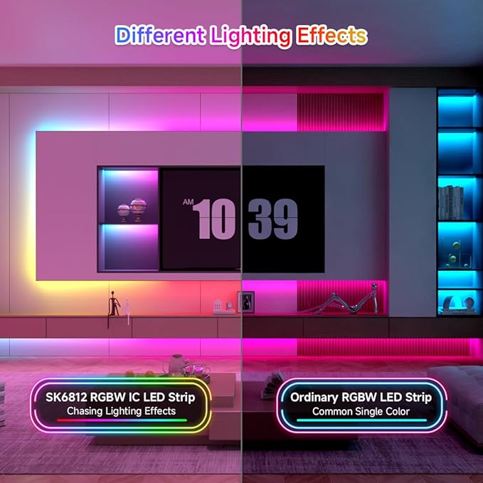 BTF-LIGHTING SK6812(Similar WS2812B) UL Listed RGBW RGB+Cool White(6000K) Individually Addressable DC12V 16.4FT 30LED/m 4 Colors in 1 Light Dream LED Strip IP65 White PCB(No Adapter or Controller)