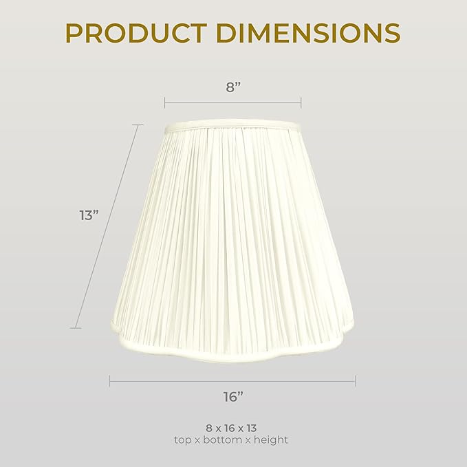 Royal Designs, Inc. BS-754-16EG Bottom Scallop Gather Pleat Basic Lamp Shade, 8 x 16 x 13, Eggshell