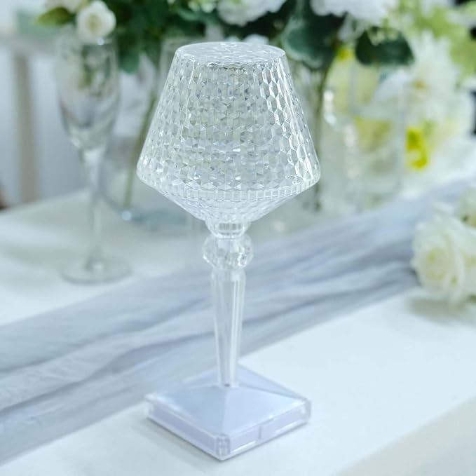 Efavormart 10" LED Acrylic Crystal Cup Shape Color Changing Cordless Table Lamp, Rechargeable Touch Control Accent Lamp