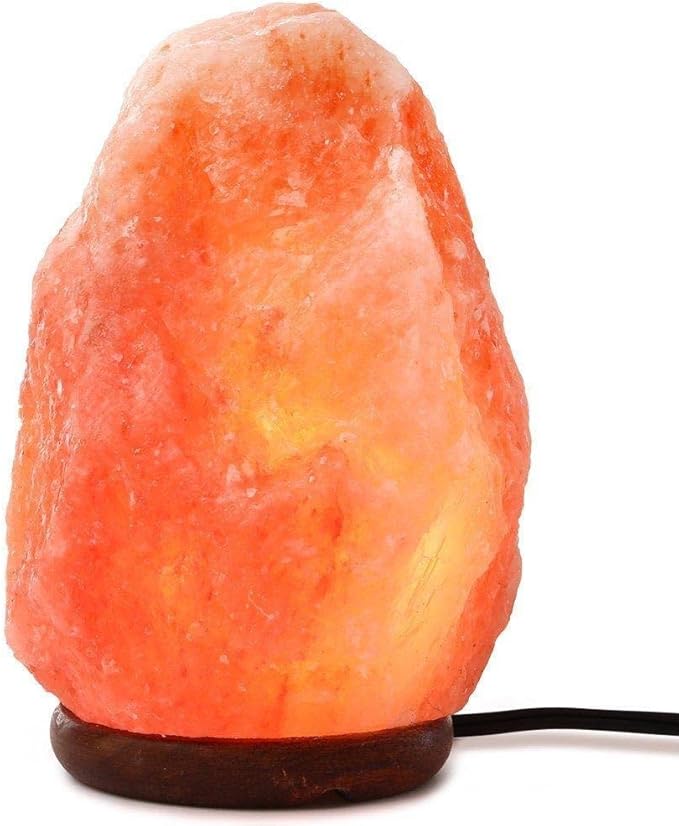 Needs&Gifts Himalayan Salt Lamp, Natural Crystal Rock Lamp Pink Light, Hand Crafted Wooden Base Direct from Foothills of The Himalayas Home Decor, Dimmable lamp Pinkish-orange 4-7LB (N23)