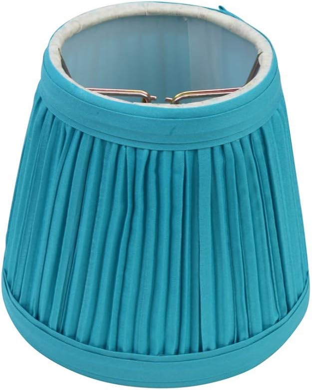Renovators Supply Manufacturing Small Clip On Lamp Shade Blue Fabric 4" Tall Vintage Clip On Drum Style Pleated Shade Fits Chandelier Candelabra Bulb Living Or Bedroom Lampshade Replacement