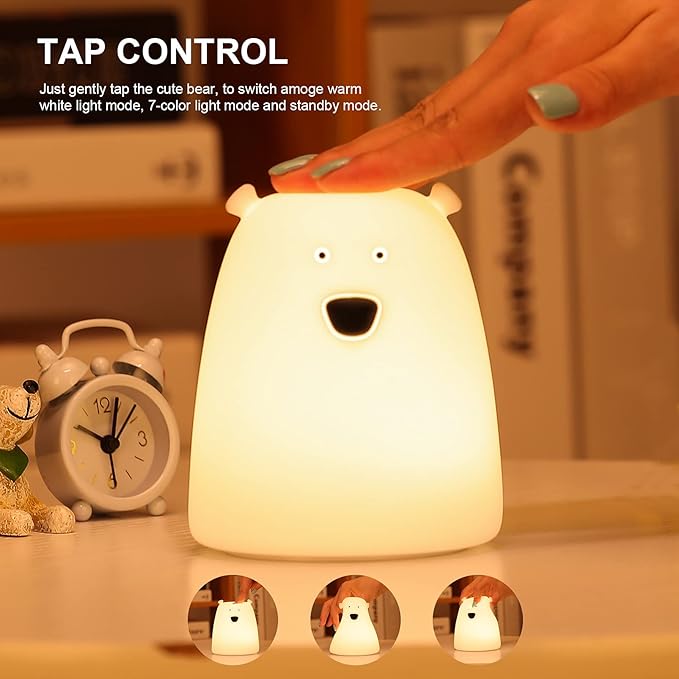 ZKLiLi Night Light for Kids Lamp, 16 Colors Lamp Cute, Dimmable Baby Night Lights for Nursery,Silicone Rechargeable Nightlight for Kids Room, Kawaii Room Decor (GJDB01)