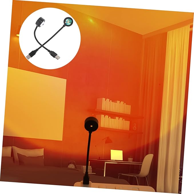 2pcs Sunset Projection Lamp Rainbow Color LED Night Light USB Powered Decorative Light for Bedroom Living Room Home Decor Ambient Lighting