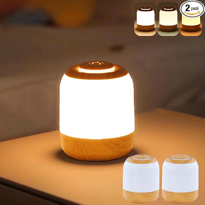 2 Pack Eye Caring Soft Night Light, Touch night light for Baby, Kids and Adults, Small Cute Bedside Lamp, 3 Colors, Dimmable, USB Rechargeable Warm Night Light for Bedrooms, Baby Nursery and Sleep Aid