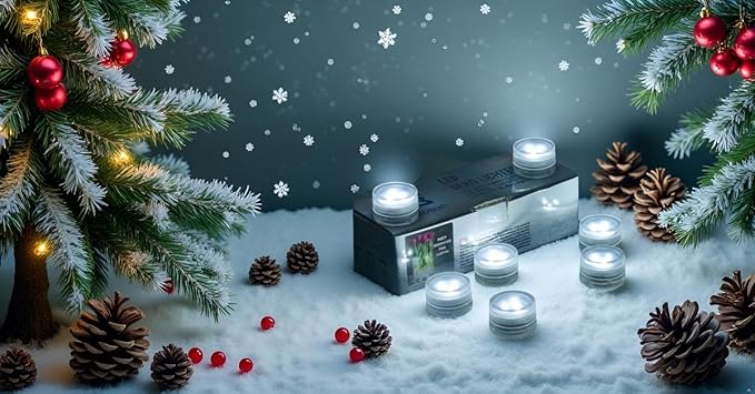Mini Waterproof LED Christmas TeaLights - 20pcs Bright Battery Powered LED Puck Accent Light for Party Events Wedding Centerpiece Vases Lantern Paper Crafts Poll Pond Hot Tub Fountain Decor (White)