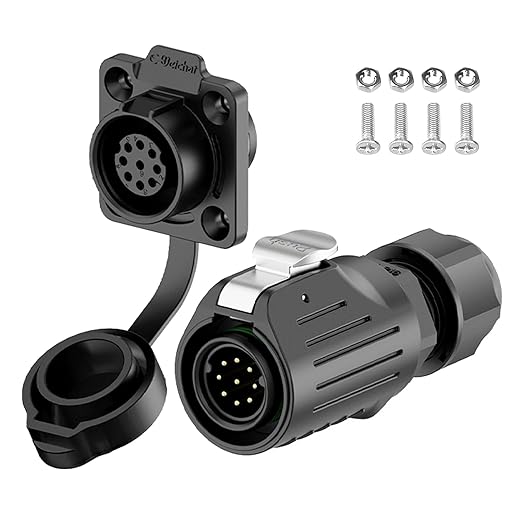 EW-LP16 Industrial Waterproof Connector IP68 Quickly Plugging Aviation Connector PBT Plastic Shell Circular Connector Fast Release Electrical Connector M16 2-9 Pin Flange Socket (9 Pin)