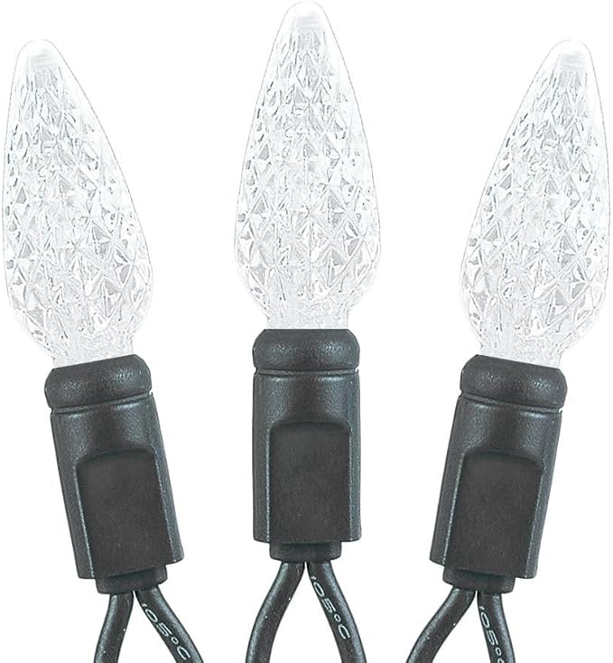 Novelty Lights 24FT 70 LED C6 Permanent Christmas Lights, Commercial Grade LED String Lights (Pure White)