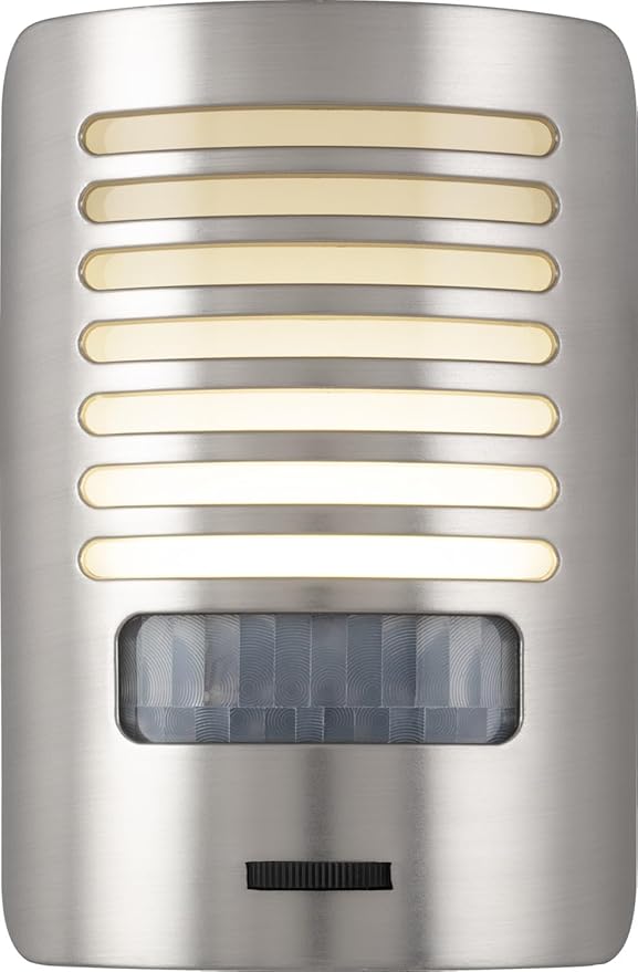GE LED Night Light, Motion Sensing, Dimmable, Louver Shade, Brushed Nickel, Plug-in, UL-Certified, Ideal Nightlight for Bedroom, Bathroom, Kitchen, Hallway, and More, 67551