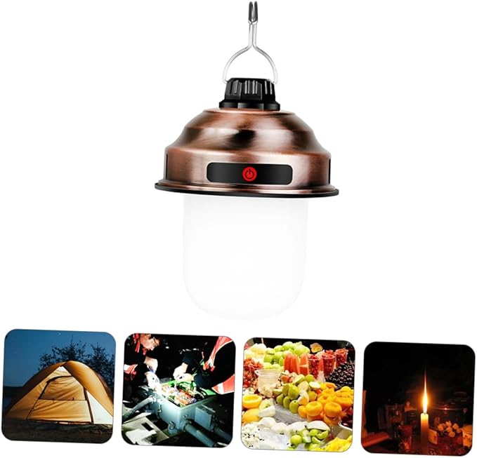 1pc Retro Led Camping Lamp Portable Outdoor Rechargeable Lantern for Tent Hiking Fishing and Emergency Use Lightweight Convenient Hanging Design for Camping Adventures