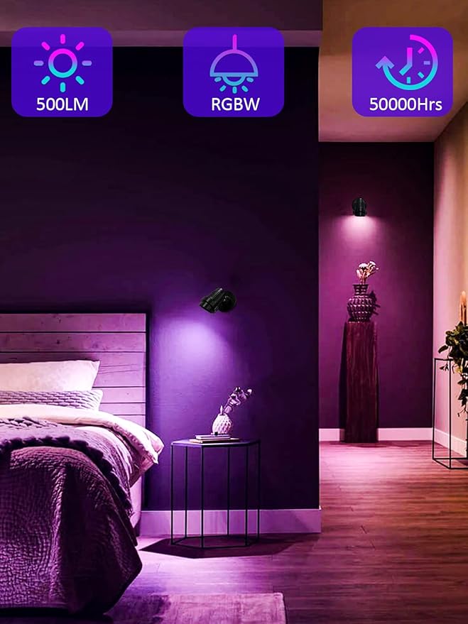 5W Led Spot Lights Indoor, RGBW Color Changing Uplighting Indoor with Remote, 120V Up Lights Indoor Spotlight Accent Lighting for Plant Christmas Party Decoration(1 Pack with Base and Stake)