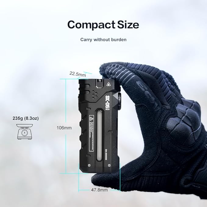 LOOP GEAR SK05 2850 LM Rechargeable Flashlight with 6000mAh Power Bank, IP68 Waterproof EDC Flashlight, Magnetic Camping Light with Flood/Spot/RGB Sidelight for Outdoor Hiking Emergency Survival Gear