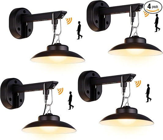 200lm Solar Barn Lights Outdoor with 3 Lighting Modes & Motion Sensor, No Wiring Needed, Solar Wall Lights Outdoor Waterproof, Farmhouse Exterior Wall Sconce, Outdoor Light Fixtures for Garage(4 Pack)
