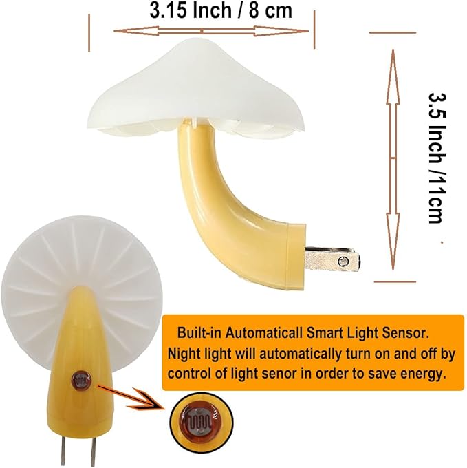 AUSAYE 4 Pack Plug in Night Light, Mushroom Light LED Nightlights for Kids, Adults, Bedroom, Bathroom,Hallway, Stairs, Kitchen Blue