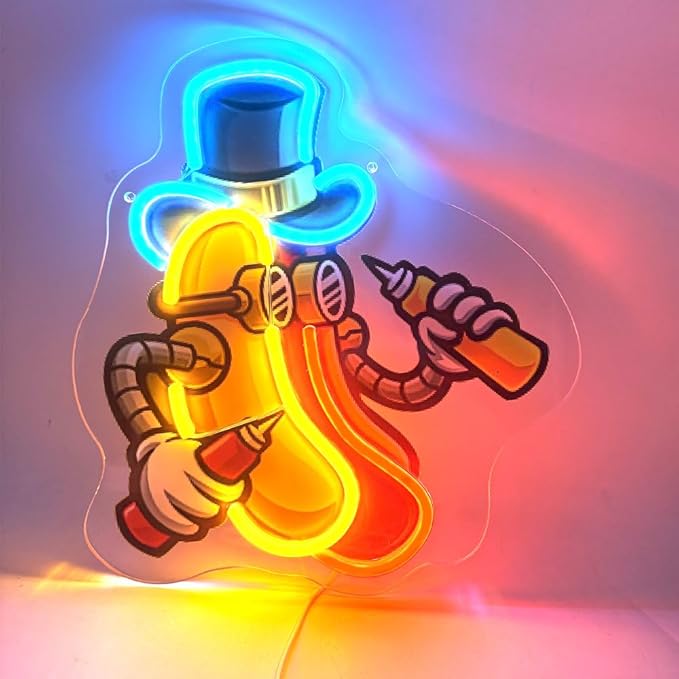 Hot Dog Neon Sign For Room Wall Decor, Funny Hotdog With Colorful UV Printed Neon Light, LED Artwork for Bar, Bedroom, Game Room, Party Decoration Holiday Birthday Gifts