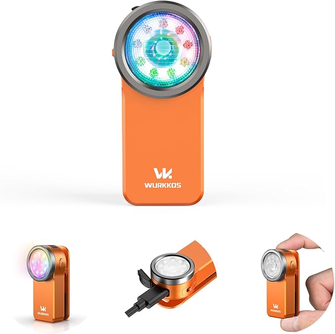 Wurkkos HD03 Rechargeable EDC Flashlight 680 High Lumen Clip Light, Small Flashlight Triple Light Source, 90 High CRI, IPX6 Waterproof, Magnetic Pocket Flashlight for Working Emergency Signal (Orange)
