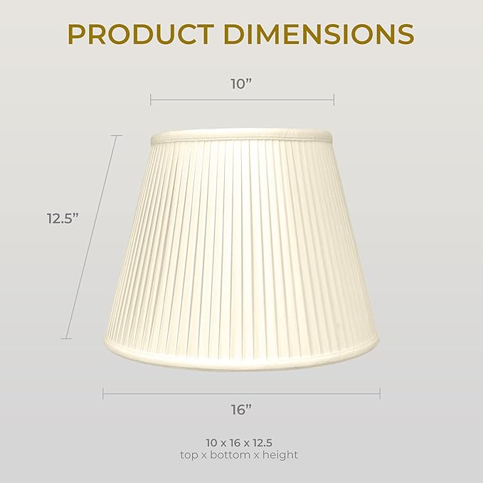 Royal Designs Deep Empire Side Pleated Basic Lamp Shade, Beige, 10 x 16 x 12.5 (BS-729-16BG)