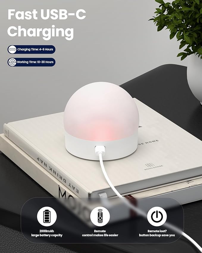 UNILAMP Rechargeable Light Bulbs with Remote, Battery Operated Bulb with 15 Colors & 3 Timer, 2000mAh E26/E12 Dimmable Magnetic Detachable Wireless LED Light Bulb for Non-Hardwired Fixture, 2 Pack