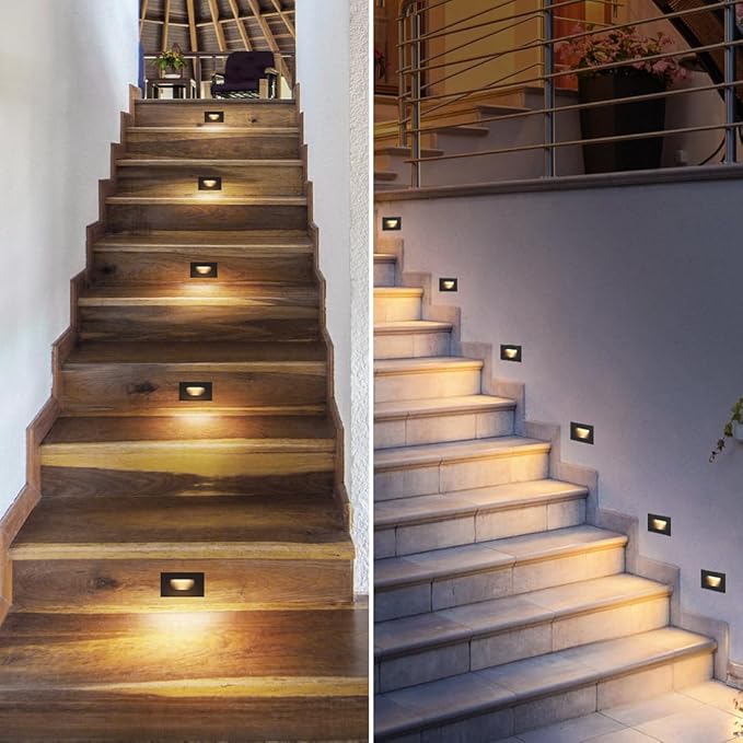 kadision 3 Color Low Voltage 12V-24V LED Step Lights Indoor and Outdoor, 3.5W 175lm Stair Light, Aluminum Oil Rubbed Bronze, 4 Pack