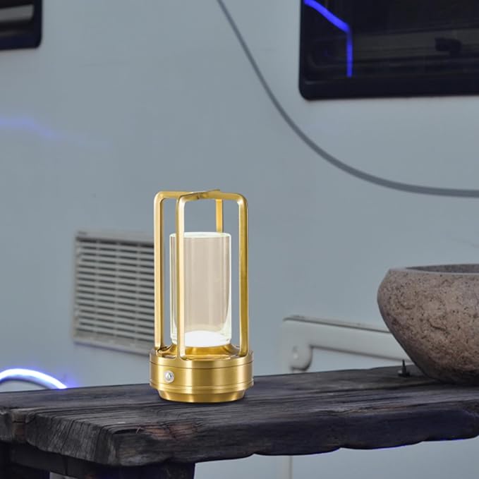 Portable LED Cordless Crystal Table Lamp - 4000mAh Large Capacity Rechargeable Outdoor Table Lamp, Outdoor Table Lights for Patio, Rechargeable Outdoor Lantern, Outside Lamp for Table Lighting