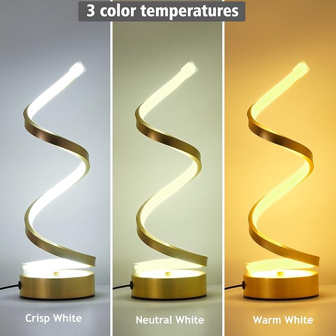 NUÜR Table Lamps for Living Room Set of 2, Gold Dimmable LED Lamp, Small Bedside Lamps, Nightstand Lamp for Bedroom Home Office Living Room