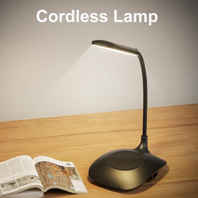 LED Desk Lamp with Adjustable Gooseneck, Office Desk Light Eye-Caring Office Lamp with Touch Control Dimmable Table Lamp, Flexible Goose Neck Study Lamps, Reading Lamp Table Lamp for Bedroom Bedside