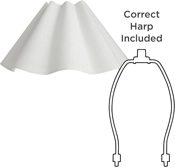 6" Top x 18" Bottom x 10" High x 10" Slant Lamp Shade Replacement Large White Wave Empire Modern Linen Fabric Spider Harp Finial - Springcrest